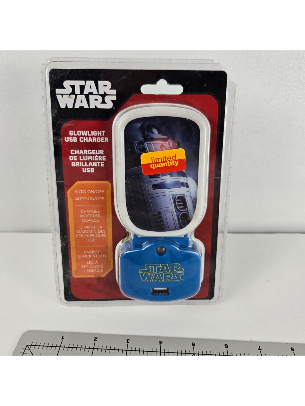 Star Wars Glowlight USB Charger Blue R2-D2 Design LED Light Auto On/Off